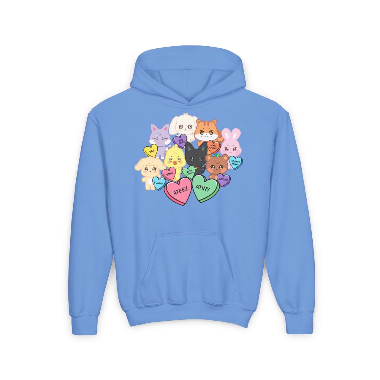 Aniteez Candy Hearts YOUTH Hoodie, ATEEZ Kids Valentine's Unisex Sweatshirt, KPop Merch  Hongjoong San Mingi Wooyoung Yunho Jongho Seonghwa