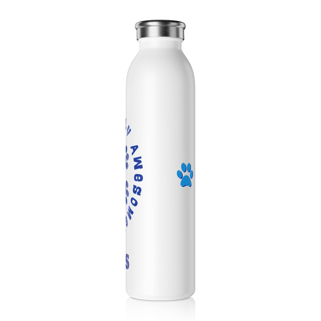 Personalized "PAW-sitively Awesome" Slim Water Bottle, Custom Paw Print Snowflake Stainless Drinkware, Appreciation Christmas Holiday Gift