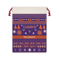 Thumbnail for Personalized Clemson University Tigers Inspired Sweater Print Purple Giant Santa Sack Gift Bag