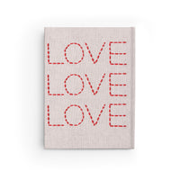 Thumbnail for LOVE Embroidered and Leather Name Plate All-Over-Print Hardcover Journal, Matte with Lined or Blank Pages, Luxury Look Printed Cover