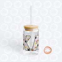 Thumbnail for Custom Aniteez Letters Sipper Glass, Ateez Personalized 16oz Covered Glass with Bamboo Lid and Straw