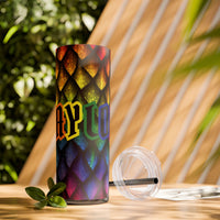 Thumbnail for Personalized Dragon Scales Skinny Tumbler with Straw, Custom 20oz Stainless Steel Insulated Fantasy Sublimation Tumbler, Gamer Gift Him Her