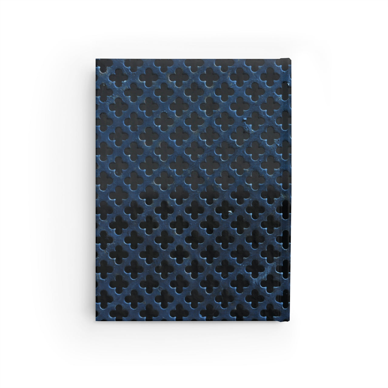 Navy Metal Grate and Leather Name Plate All-Over-Print Hardcover Journal Matte with Lined or Blank Pages, Luxury Look Printed Cover