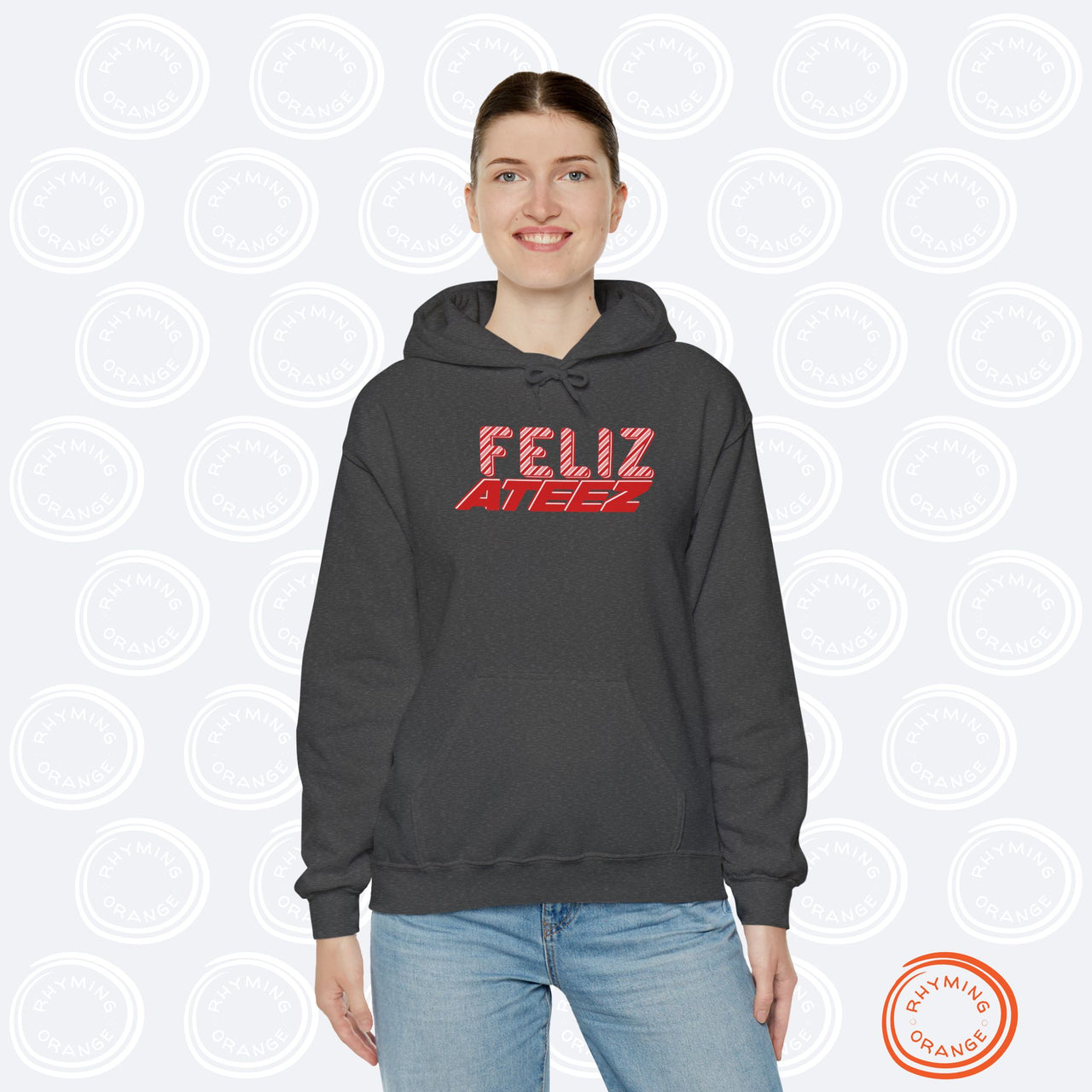 Ateez Holiday Hoodie, "Feliz Ateez" Christmas Unisex Hooded Sweatshirt