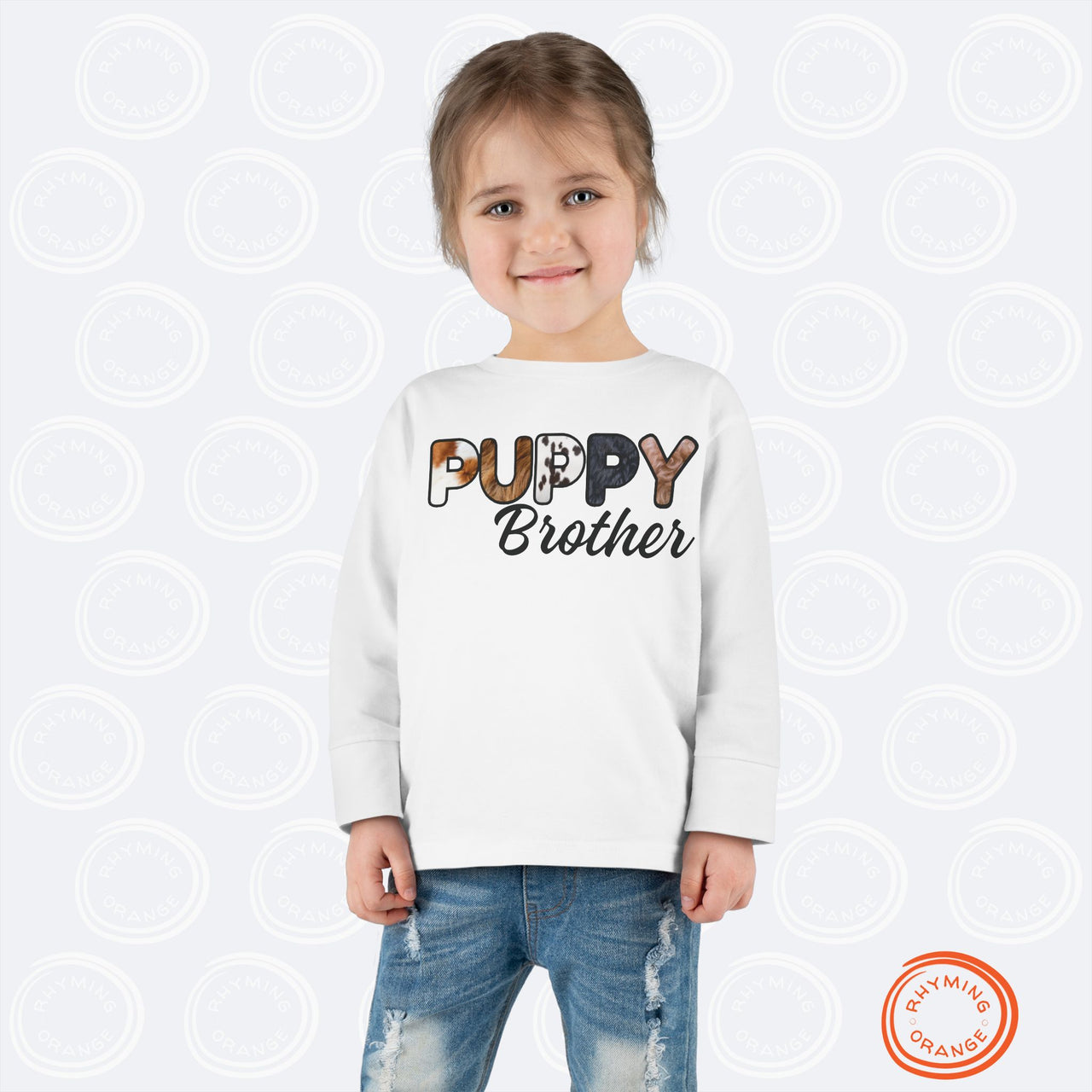 Dog Brother Toddler Tee, Long Sleeve Furry Letter Custom Tshirt Pet Sibling, Puppy Surprise Birthday Holiday Kid Shirt, Family Pajamas