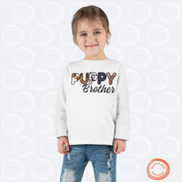 Thumbnail for Dog Brother Toddler Tee, Long Sleeve Furry Letter Custom Tshirt Pet Sibling, Puppy Surprise Birthday Holiday Kid Shirt, Family Pajamas