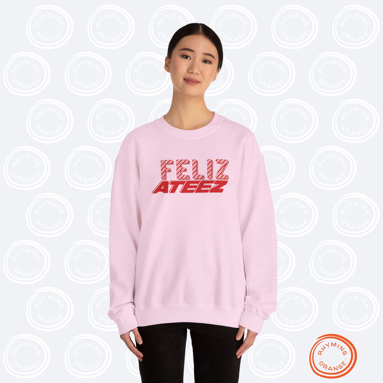 Ateez Holiday Sweatshirt, "Feliz Ateez" Christmas Unisex Sweatshirt