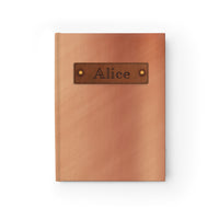 Thumbnail for Copper and Leather Name Plate All-Over-Print Hardcover Journal Matte with Lined or Blank Pages, Luxury Look Printed Cover