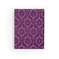 Thumbnail for Purple Brocade and Leather Name Plate All-Over-Print Hardcover Journal, Matte with Lined or Blank Pages, Luxury Look Printed Cover