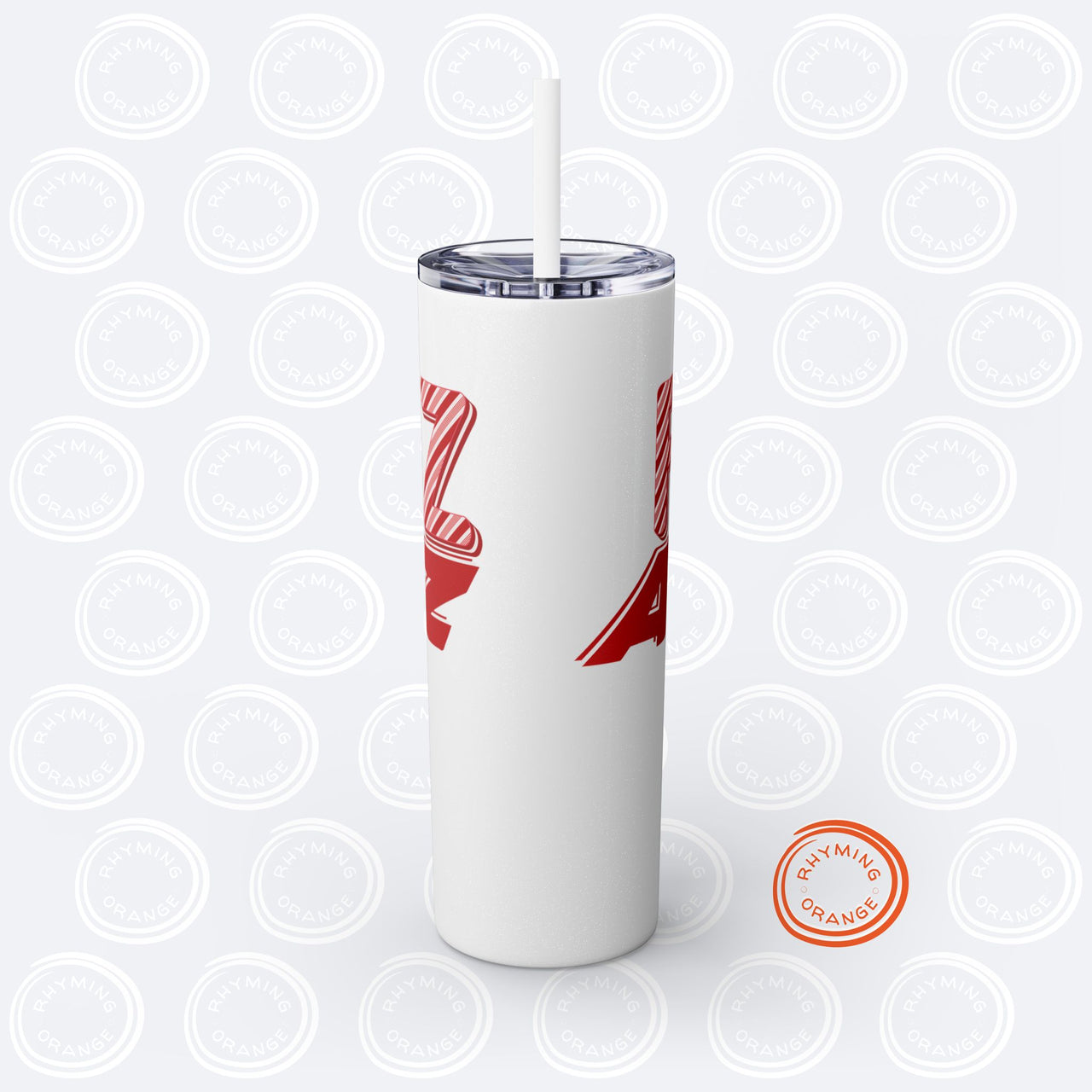 Personalized Ateez Holiday Insulated Tumbler, Custom "Feliz Ateez" Peppermint Stripe Skinny Tumbler with Straws, KPop Christmas Atiny Merch