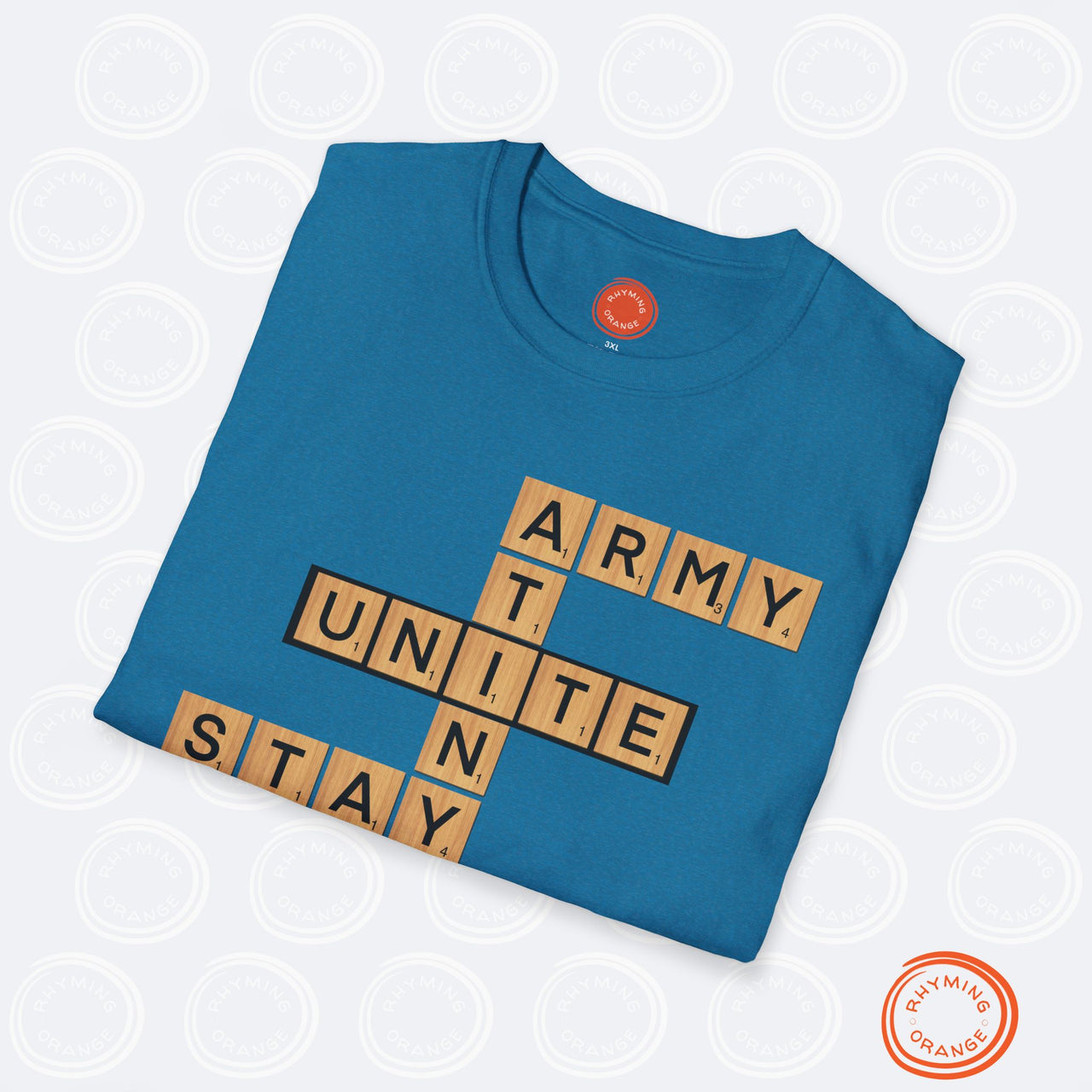 KPop Fans UNITE Tee, STAY Atiny Army Letter Tiles SoftStyle T-shirt, Stray Kids Ateez BTS Game Fan Merch - Bright Colors