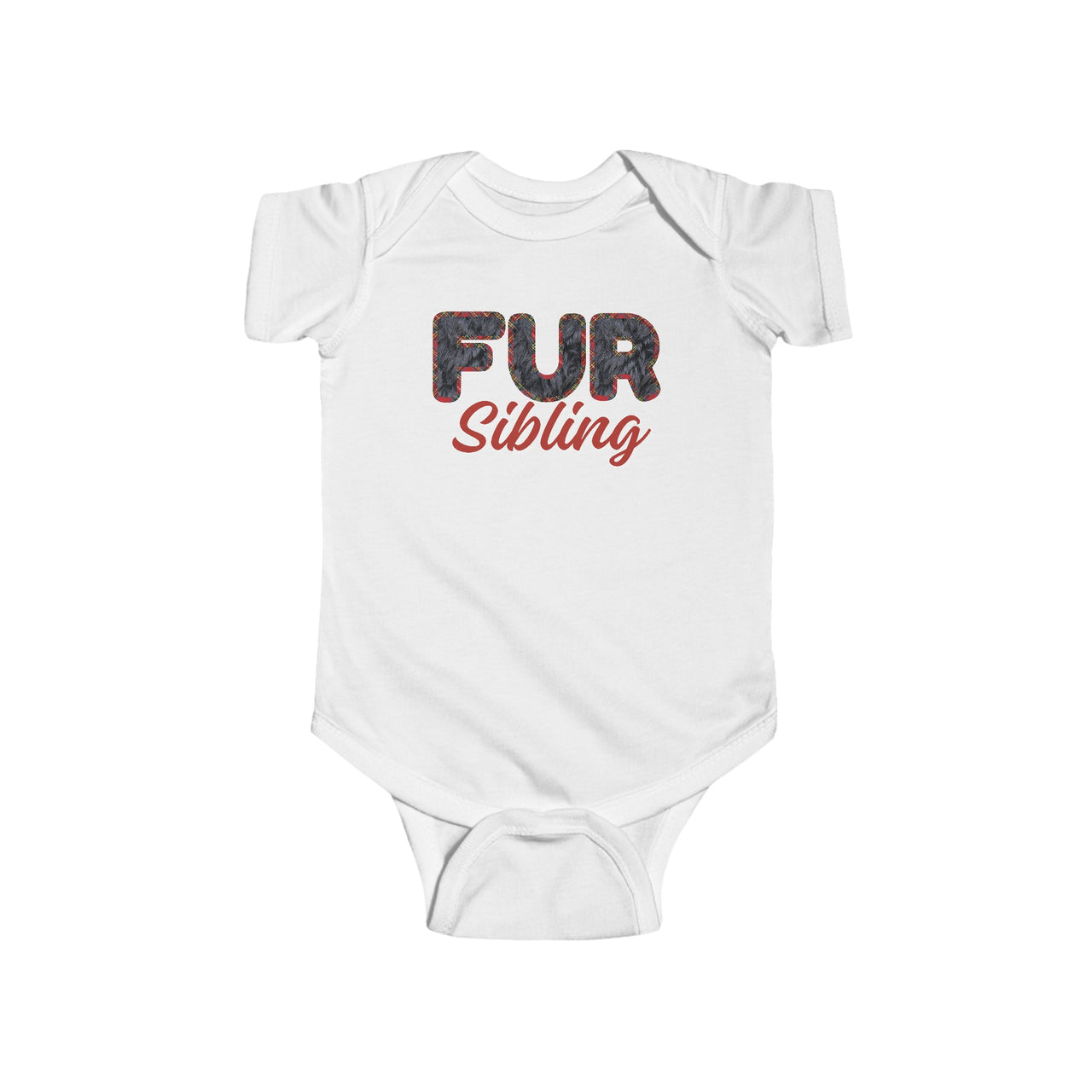 Baby Announcement Bodysuit, Custom Holiday Plaid Shower Gift for Pet Owners, Dog Cat Sibling Furry Letters Infant Onesie, Expecting Mom