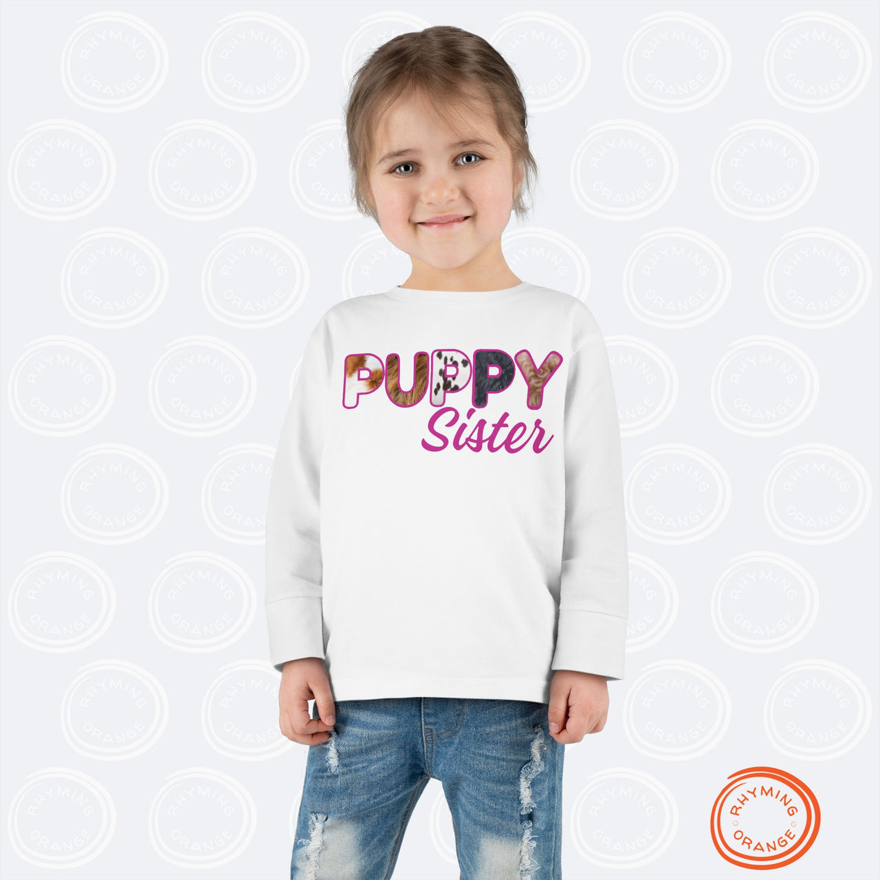 Custom Toddler Tee for Dog Brother Sister, Long Sleeve Furry Letter Tshirt Pet Sibling, Birthday Baby Shower Gift, Mom Gift, Family Pajamas