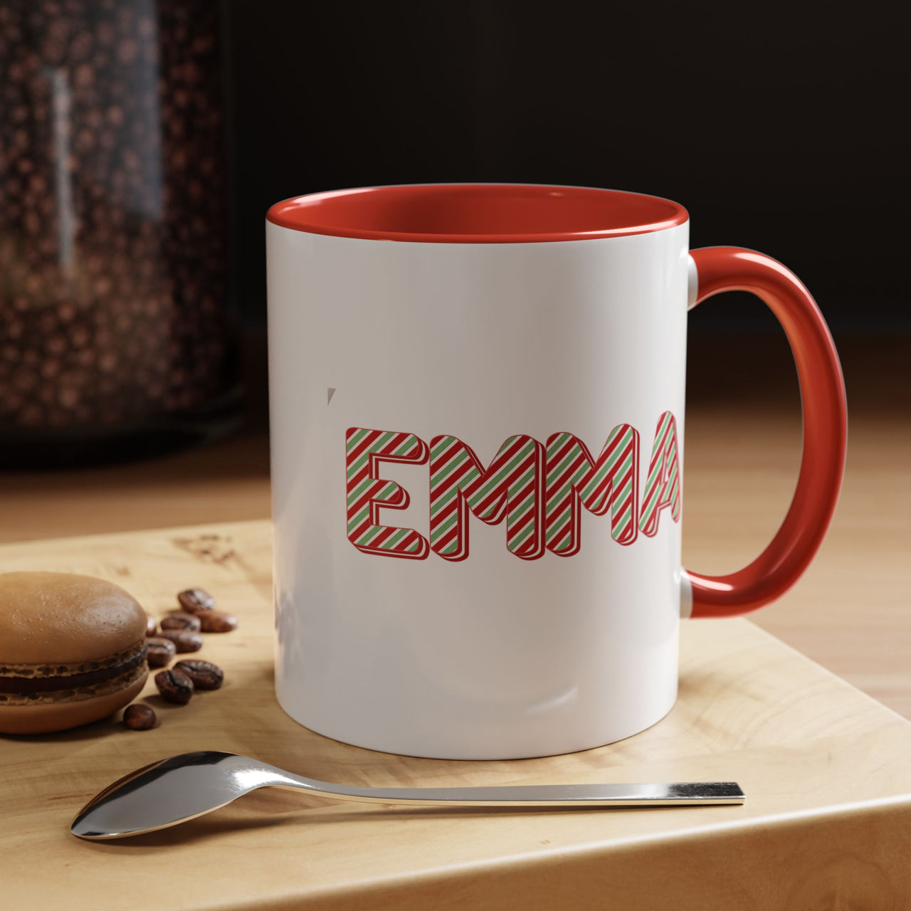 Personalized Ateez Holiday Coffee Mug, Custom "Feliz Ateez" Ceramic Red Accent Tea Mug 11, and 15oz options, KPop Christmas Atiny Fan Merch