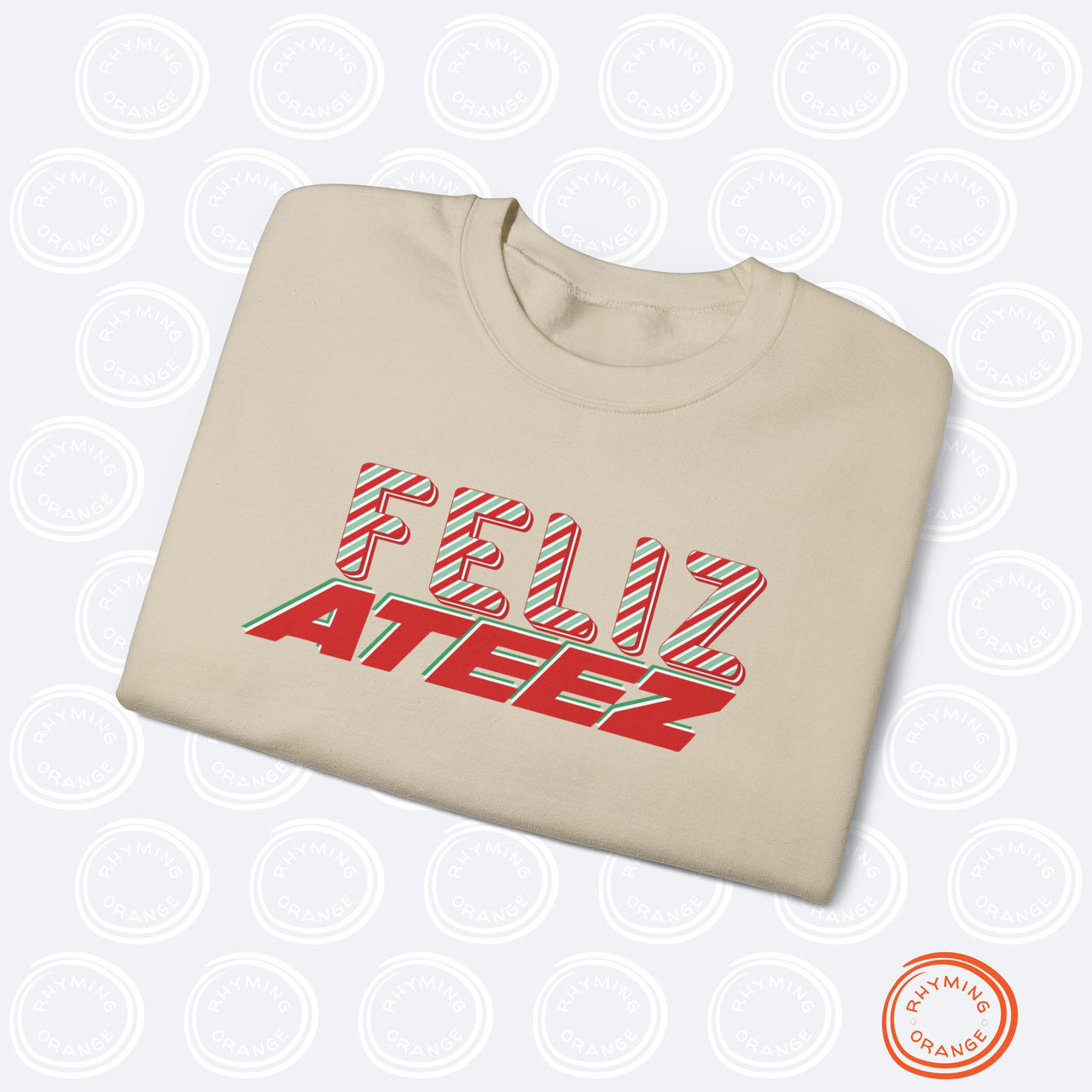 Ateez Holiday Sweatshirt, "Feliz Ateez" Christmas Unisex Sweatshirt