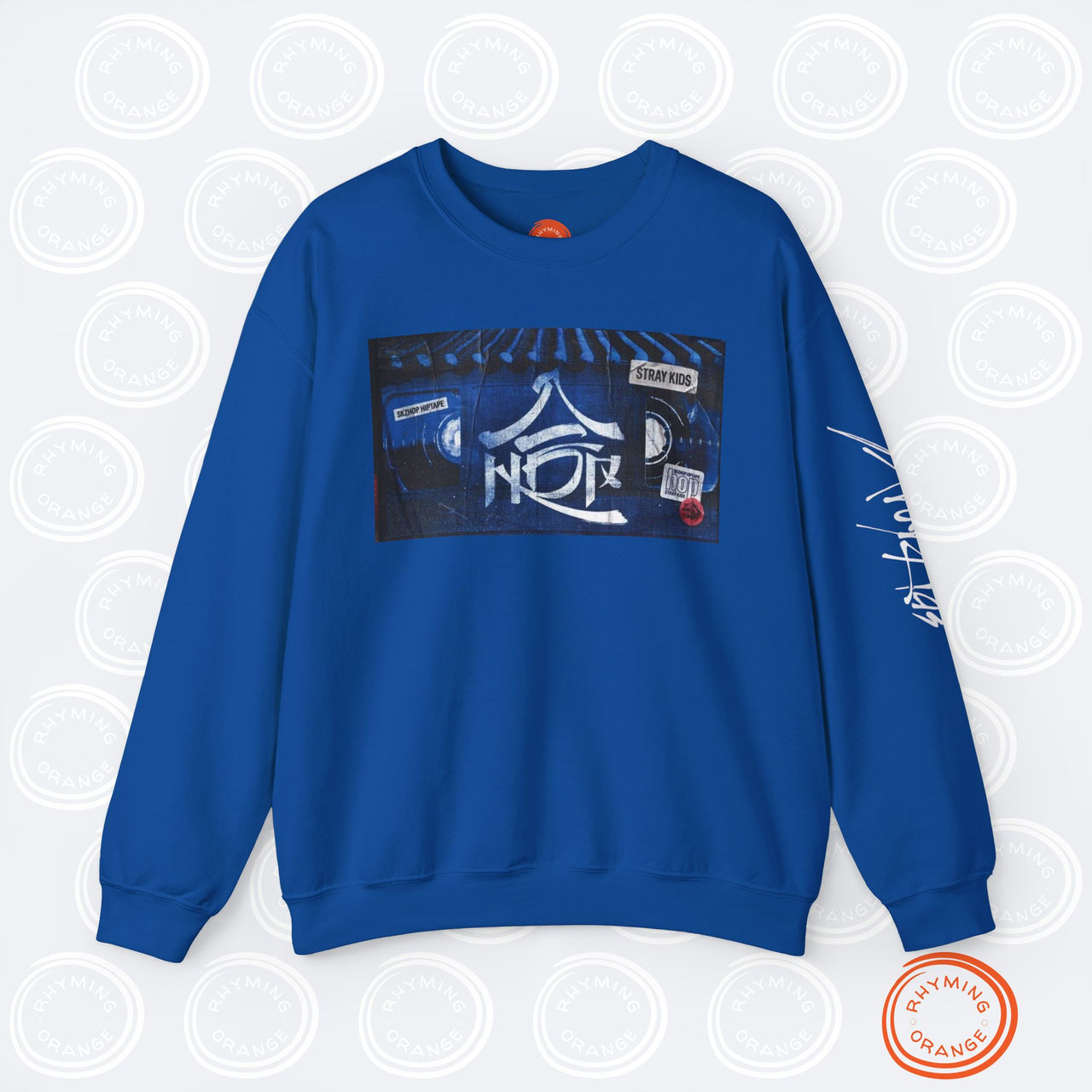 SKZHOP HIPTAPE Release Crewneck Sweatshirt, Unisex Stray Kids Album Merch with Sleeve Print, SKZ BangChan Felix Hyunjin Changbin KPop Shirt