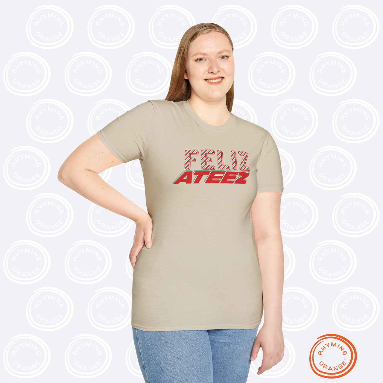 Ateez Holiday Tee, "Feliz Ateez" Christmas Softstyle Unisex Tshirt