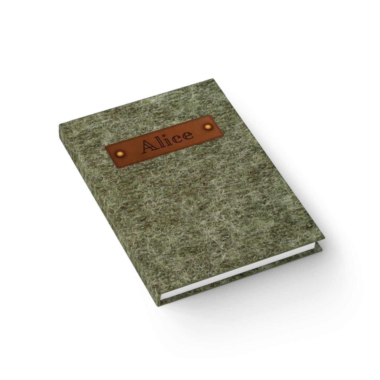 Moss and Leather Name Plate All-Over-Print Hardcover Journal, Matte with Lined or Blank Pages, Luxury Printed Cover