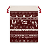 Thumbnail for Personalized Texas A&M University Inspired Sweater Print Canvas Santa Sack Gift Bag