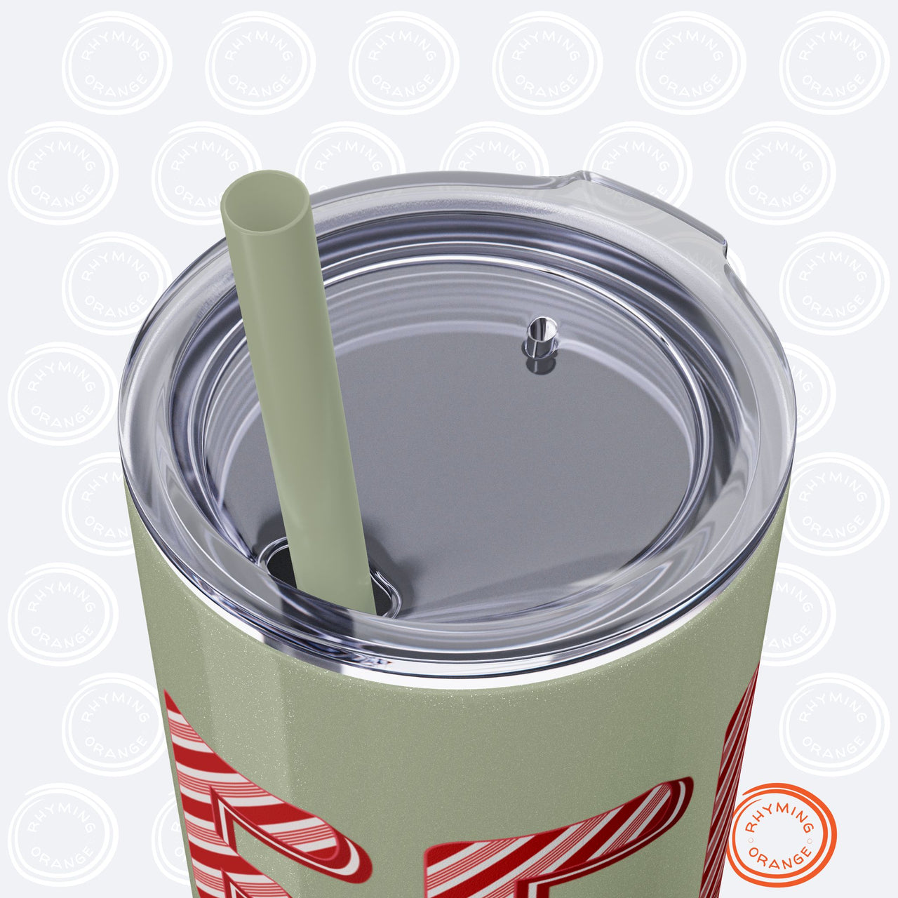 Personalized Ateez Holiday Insulated Tumbler, Custom "Feliz Ateez" Peppermint Stripe Skinny Tumbler with Straws, KPop Christmas Atiny Merch