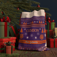 Thumbnail for Personalized Clemson University Tigers Inspired Sweater Print Purple Giant Santa Sack Gift Bag