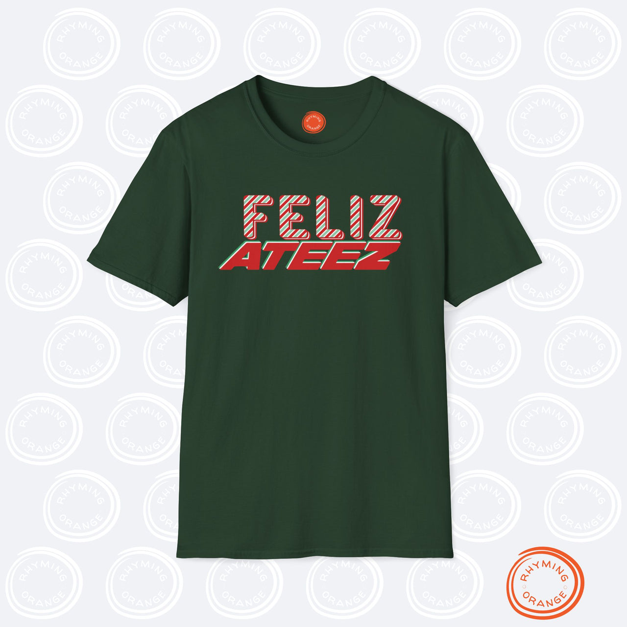 Ateez Holiday Tee, "Feliz Ateez" Christmas Softstyle Unisex Tshirt