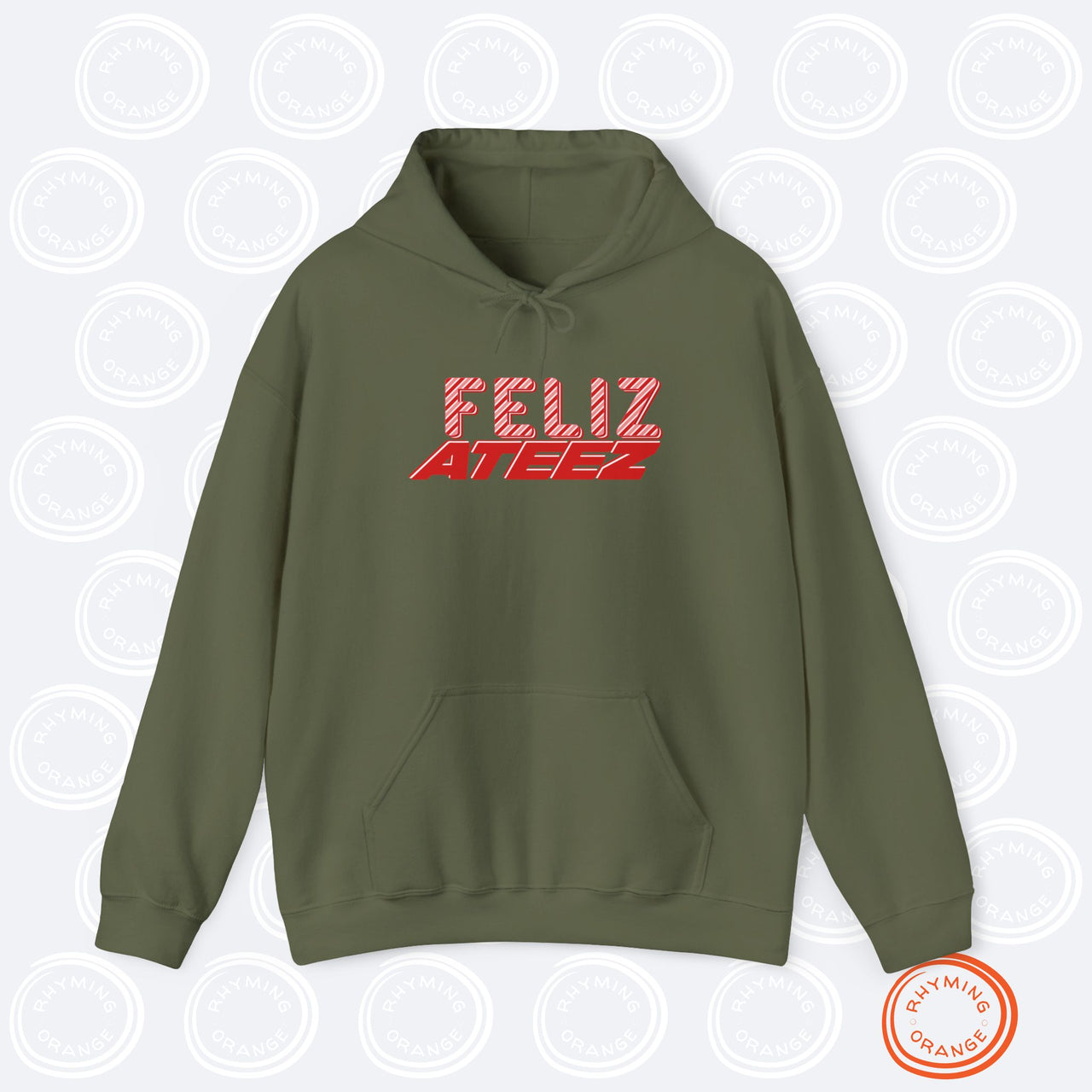 Ateez Holiday Hoodie, "Feliz Ateez" Christmas Unisex Hooded Sweatshirt