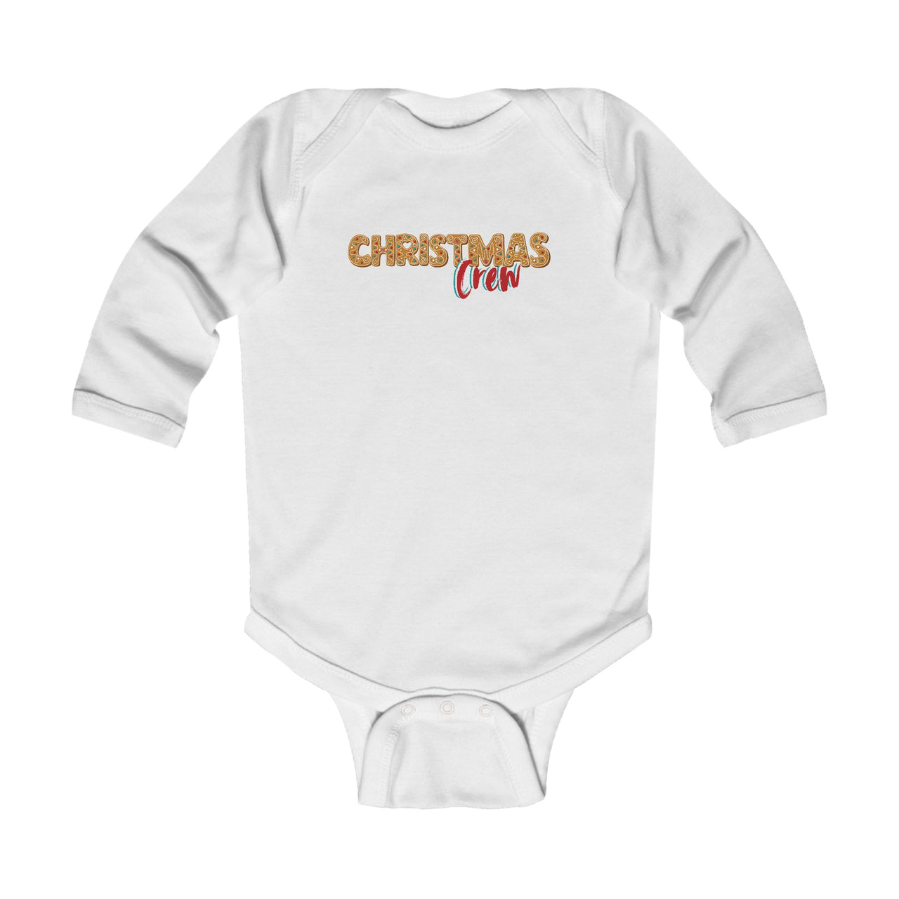 Personalized Christmas Crew Gingerbread Infant Bodysuit, Custom Holidays Baby Long Sleeve Outfit, Family Matching Pajamas PJs