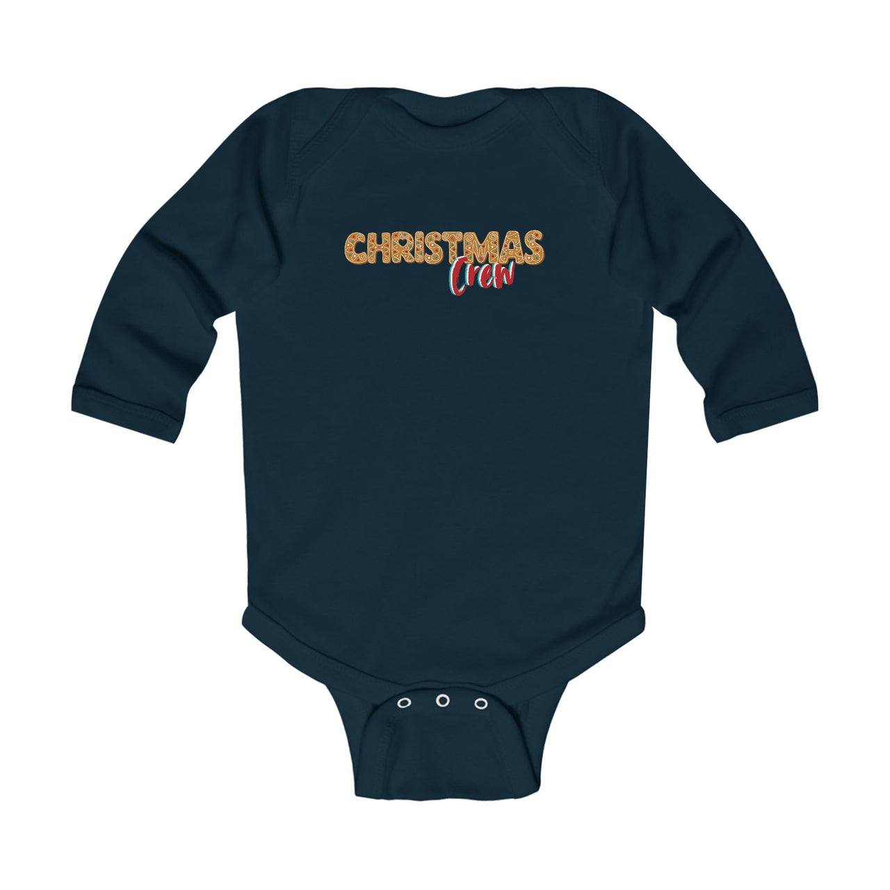 Personalized Christmas Crew Gingerbread Infant Bodysuit, Custom Holidays Baby Long Sleeve Outfit, Family Matching Pajamas PJs