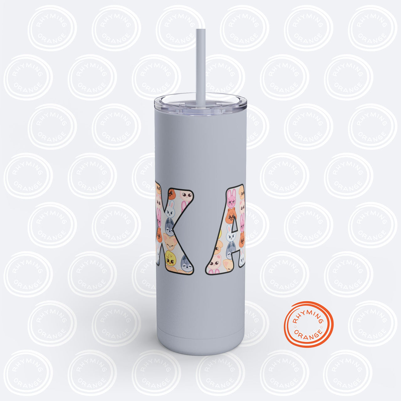 Personalized Stray Kids SKZoo Letters SKinny Tumbler, SKZ 20oz Custom Mug with Lid and Straw, StrayKids KPop Merch Bbokari BangChan Leebit