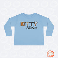 Thumbnail for Cat Sister Toddler Tee, Long Sleeve Furry Letter Custom Tshirt Pet Sibling, Kitty Surprise Birthday Gift, Expecting Mom Gift, Family Pajamas