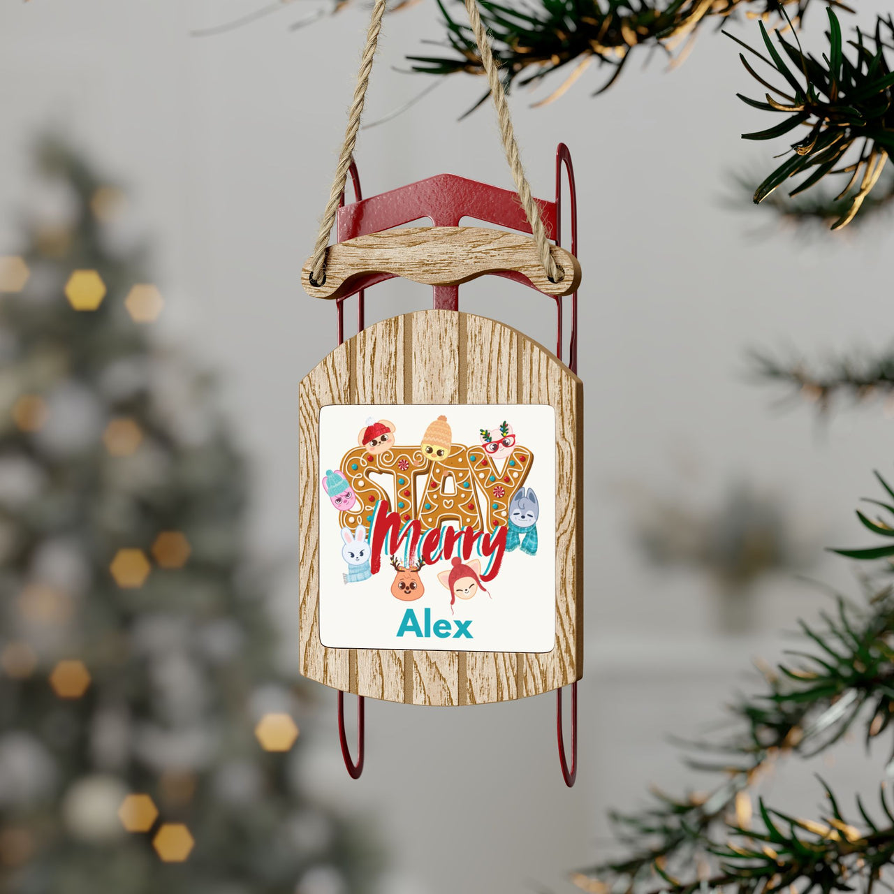 Stray Kids STAY Merry Custom Sled Ornaments, Personalized SKZoo Ornament, StrayKids Bulk Ornaments (1, 5, 10, or 20 pcs)