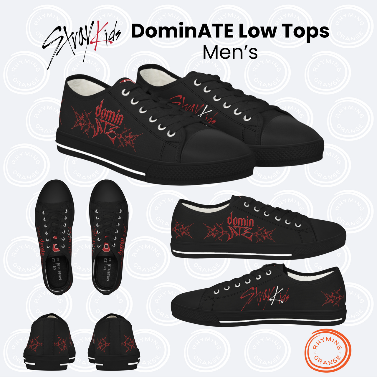 Stray Kids DominATE Tour Custom Men's Low Top Sneakers, SKZ Concert Merch Apparel, StrayKids Shoes