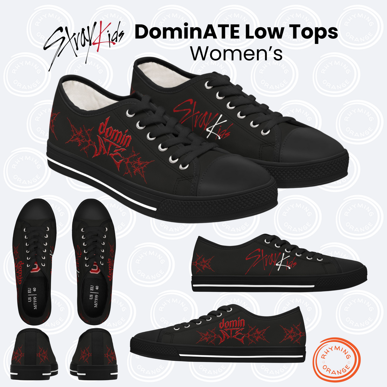 Stray Kids DominATE Tour Custom Women's Low Top Sneakers, SKZ Concert Merch Apparel, StrayKids Shoes