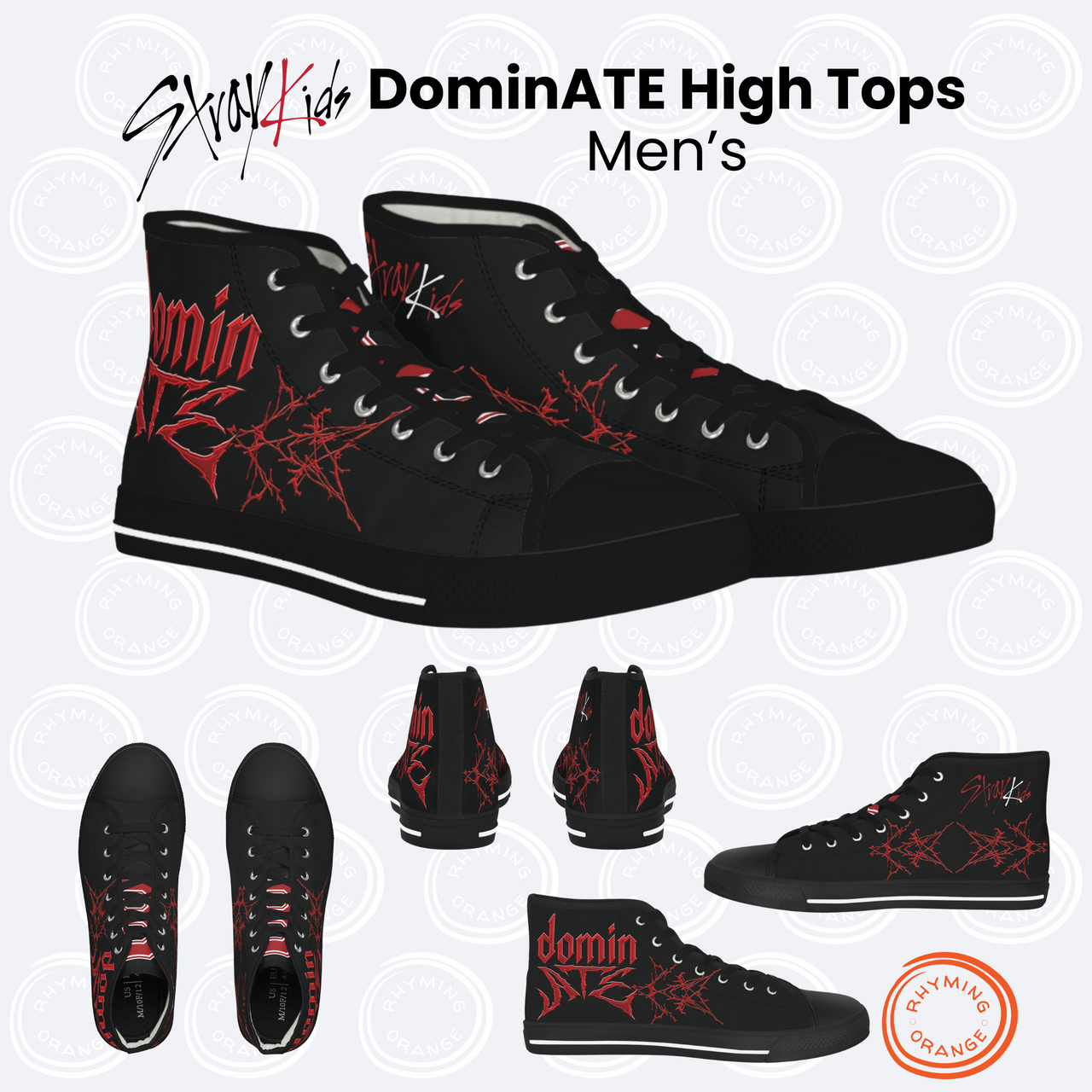 Stray Kids DominATE Tour Custom Men's High Top Sneakers, SKZ Concert Merch Apparel, StrayKids Shoes