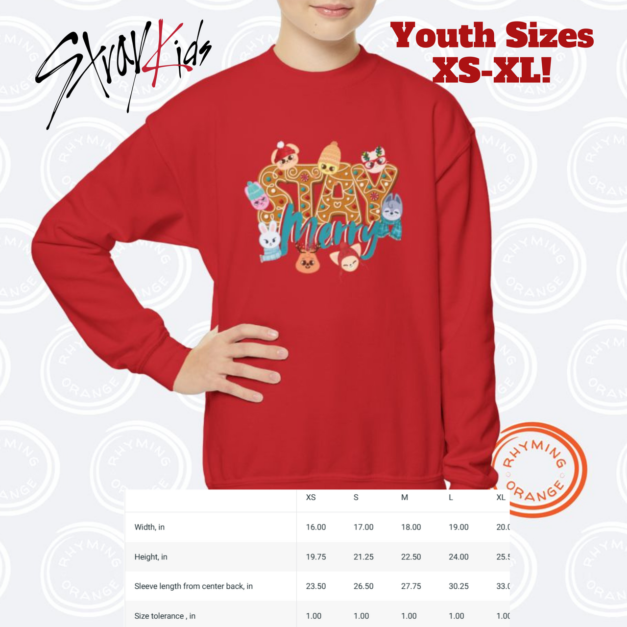 Stray Kids "STAY Merry" YOUTH Sweatshirt, SKZoo Holiday Gingerbread Letters Kids Sweatshirt, Winter SKZ StrayKids Christmas Shirt Merch