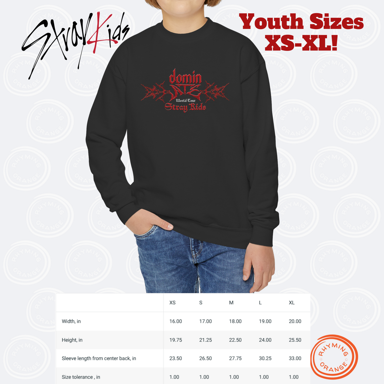 Stray Kids DominATE World Tour YOUTH Sweatshirt, SKZ Concert Unisex Softstyle Kids T-Shirt Merch, BangChan Felix Hyunjin Changbin KPop Shirt