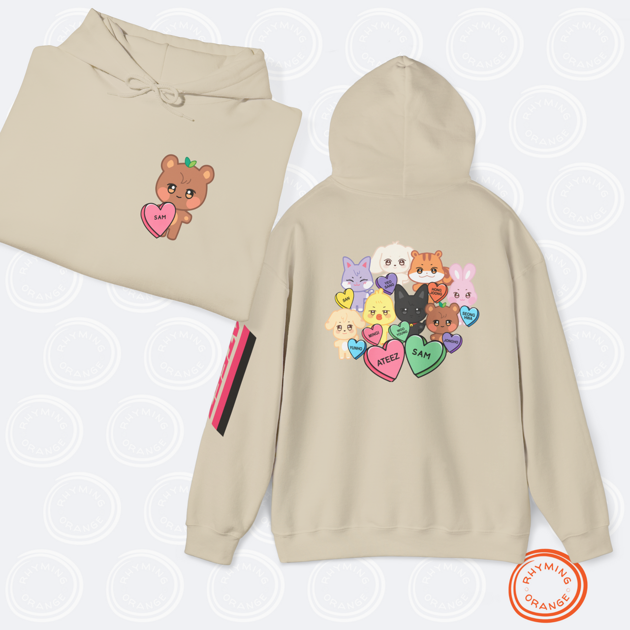 Personalized Aniteez Candy Hearts Hoodie, ATEEZ Custom Valentine's Unisex Sweatshirt, ATZ KPop Merch