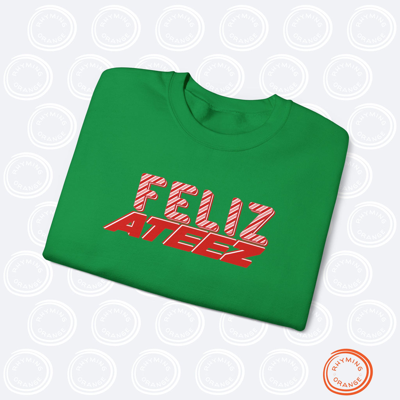 Ateez Holiday Sweatshirt, "Feliz Ateez" Christmas Unisex Sweatshirt