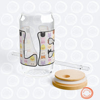 Thumbnail for Custom Aniteez Letters Sipper Glass, Ateez Personalized 16oz Covered Glass with Bamboo Lid and Straw