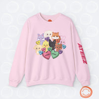 Thumbnail for Aniteez Candy Hearts Sweatshirt, ATEEZ Valentine's Unisex Shirt, KPop Merch Hongjoong San Mingi Wooyoung Yunho Jongho Seonghwa Yeosang