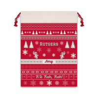 Thumbnail for Personalized Rutgers Inspired Sweater Print Canvas Santa Sack, Custom Gift Bag