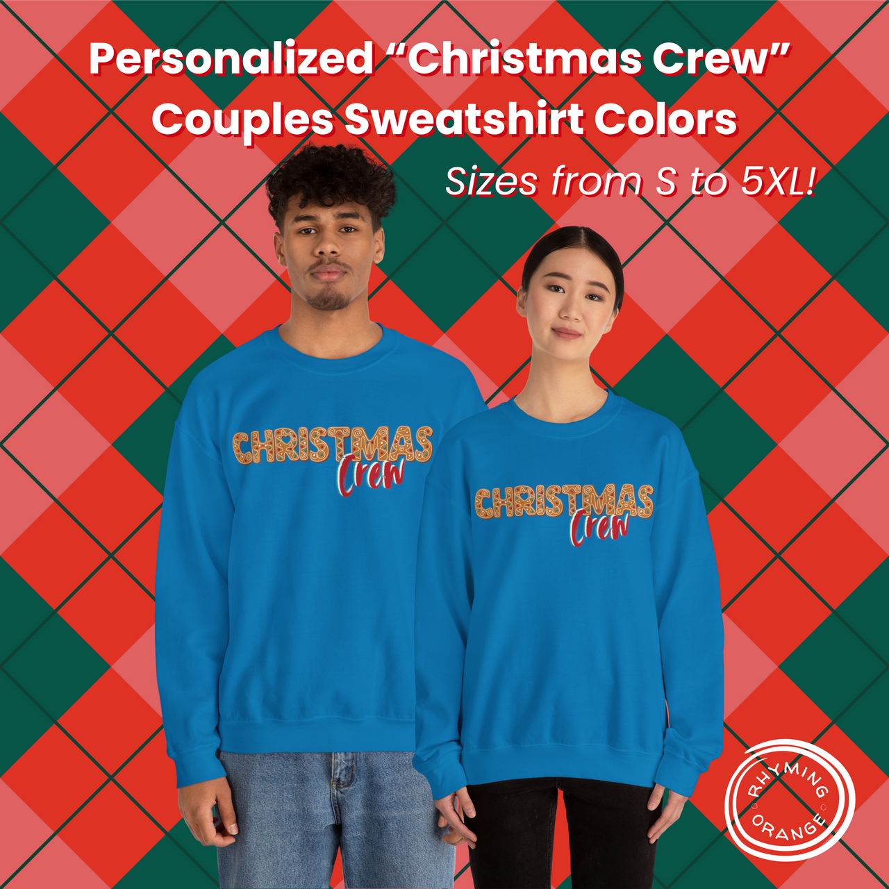 Personalized Christmas Crew Gingerbread Sweatshirt Custom Holidays Shirts, Family Matching Outfits Adult Hoodie, Christmas Couple Pajamas