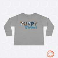 Thumbnail for Custom Toddler Tee for Dog Brother Sister, Long Sleeve Furry Letter Tshirt Pet Sibling, Birthday Baby Shower Gift, Mom Gift, Family Pajamas