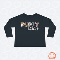 Thumbnail for Dog Sister Toddler Tee, Long Sleeve Furry Letter Custom Tshirt Pet Sibling, Puppy Surprise Birthday Holiday Gift Girl Shirt, Family Pajamas