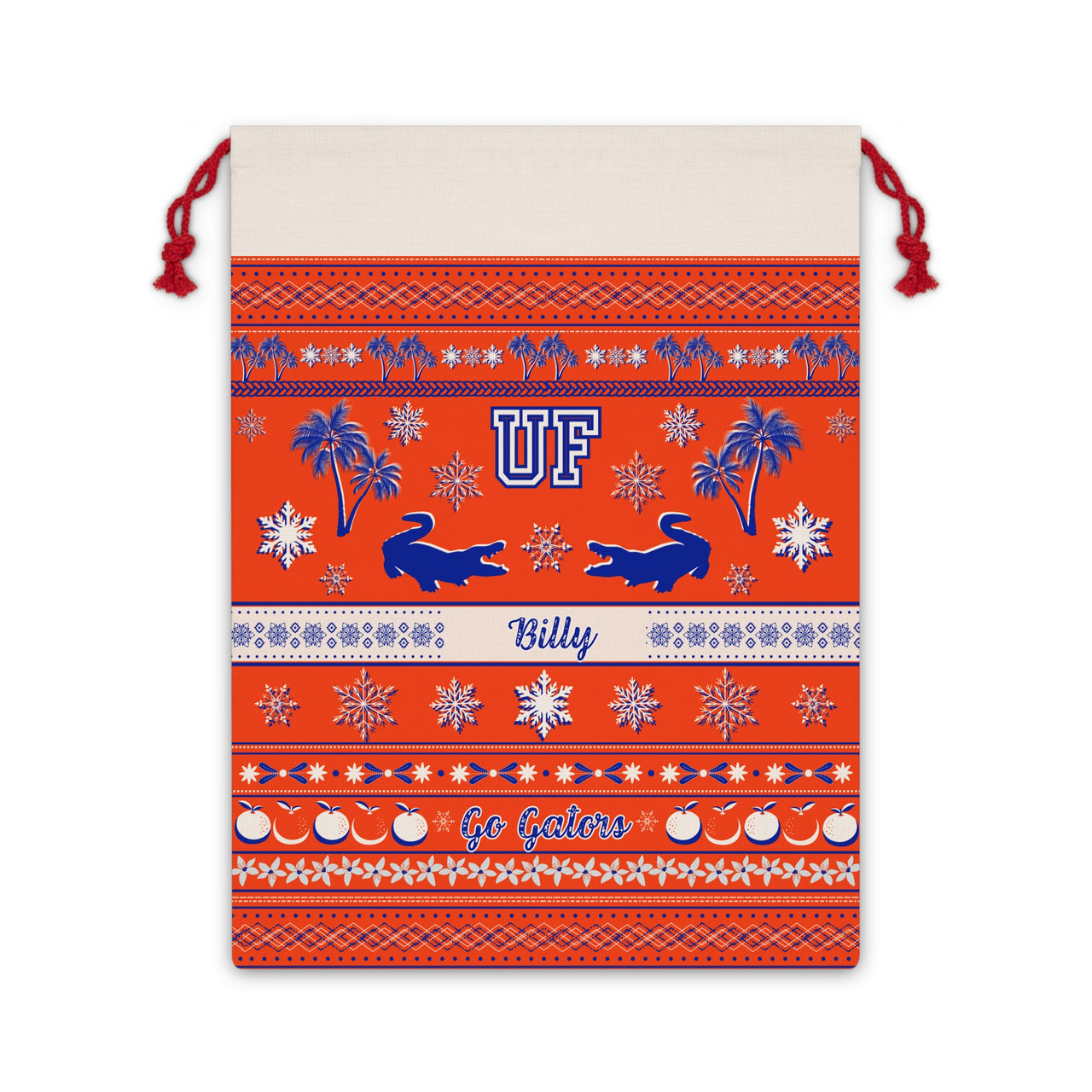 Personalized Go Gators Florida Christmas Sweater Print Santa Sack Gift Bag