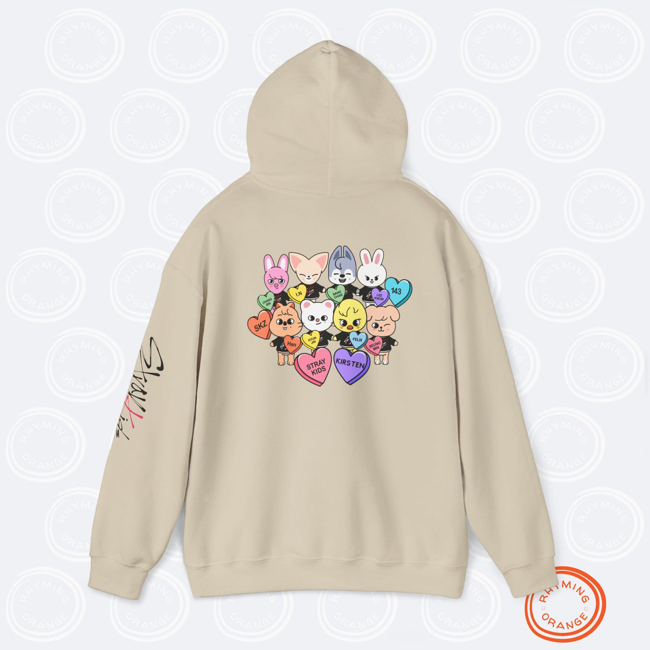 Personalized SKZoo Candy Hearts Hoodie, Stray Kids Custom Valentine's Unisex Sweatshirt, StrayKids SKZ KPop Merch, BangChan Felix Hyunjin