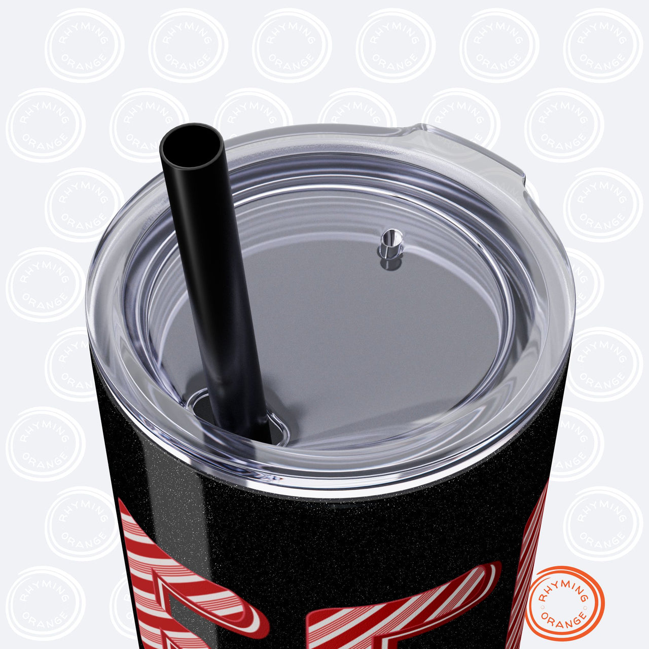 Personalized Ateez Holiday Insulated Tumbler, Custom "Feliz Ateez" Peppermint Stripe Skinny Tumbler with Straws, KPop Christmas Atiny Merch