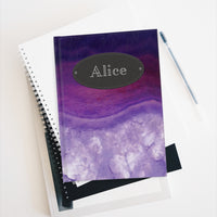 Thumbnail for Purple Agate and Leather Name Plate All-Over-Print Hardcover Journal, Matte with Lined or Blank Pages, Luxury Look Printed Cover