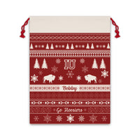 Thumbnail for Personalized Indiana University Hoosiers Inspired Sweater Print Giant Santa Sack, Custom IU Gift Bag